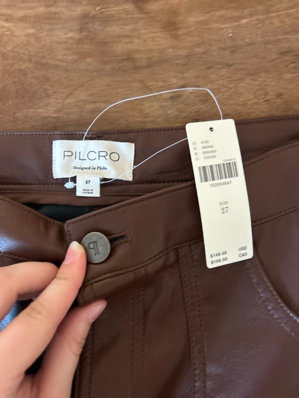 Never Worn Pilcro Brown Leather Wide Leg Pants - Picture 2 of 4